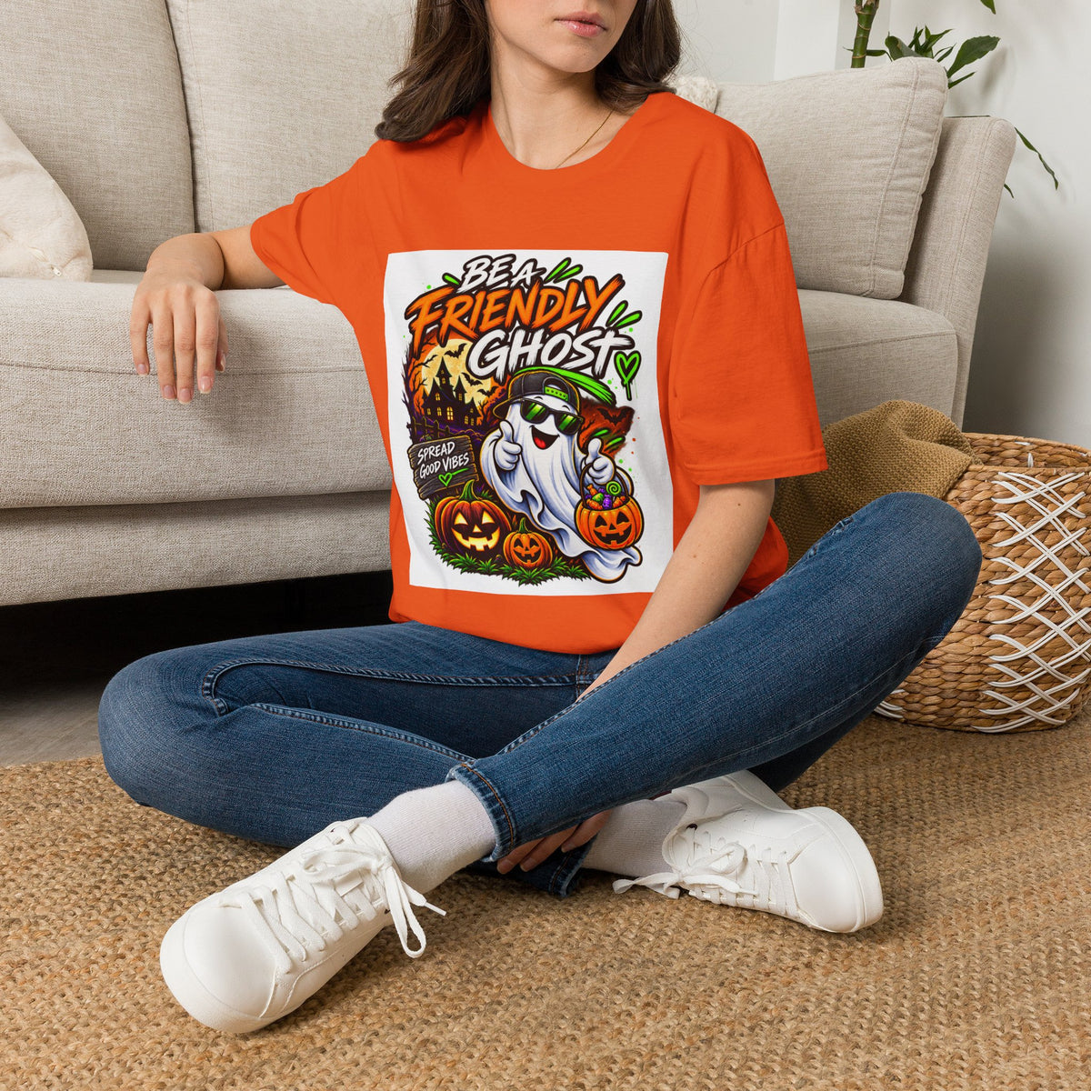 Be a Friendly Ghost - Positive Halloween T-Shirt | CAS+ILLO Apparel