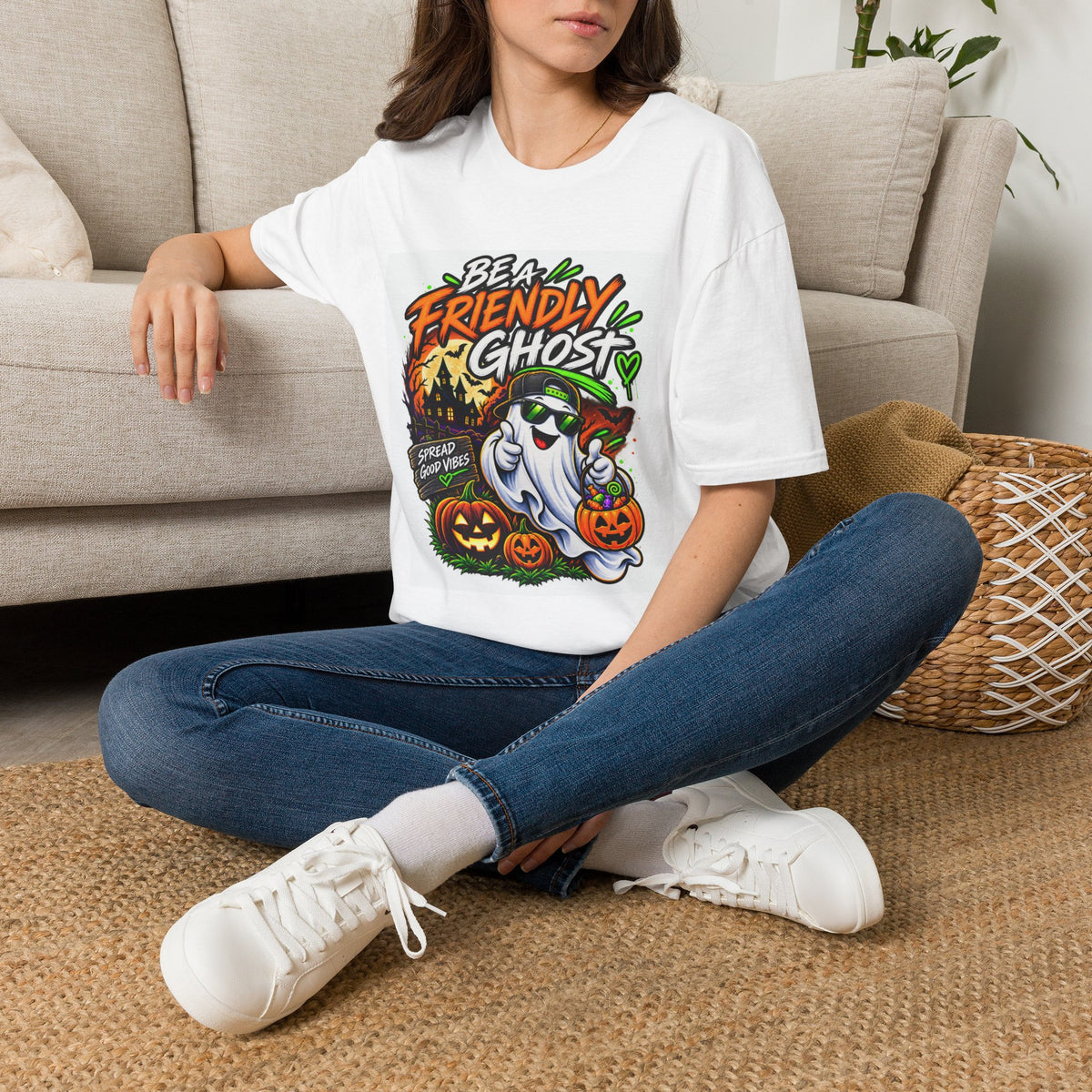 Be a Friendly Ghost - Positive Halloween T-Shirt | CAS+ILLO Apparel